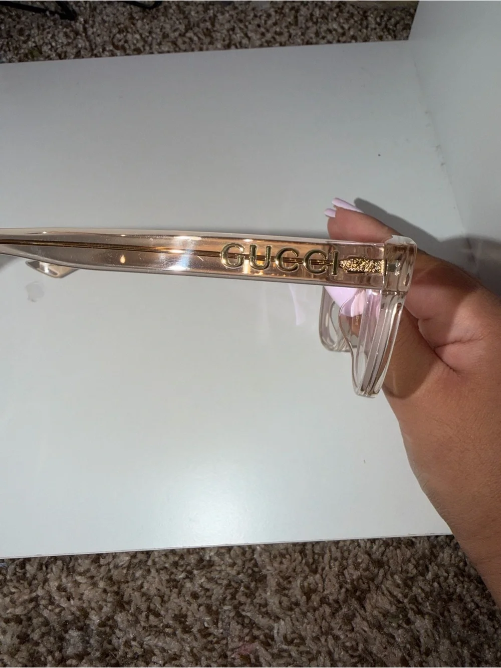 Gucci unisex Clear/Champagne Eyeglass Frames w/ Gucci Case